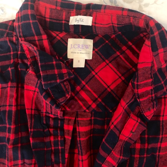 JCrew Factory Boy Fit Navy & Red Plaid Button Down - Picture 5 of 5